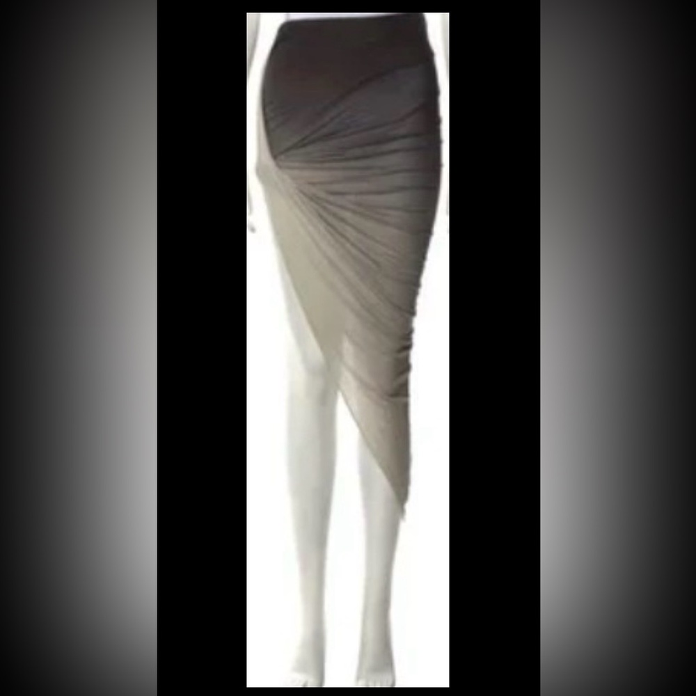 Helmut Lang asymmetrical grey and black  viscose skirt. Size Petite